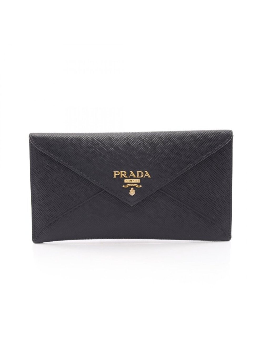 Prada Bifold Wallet Saffiano Cuir Envelope Black Leather